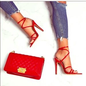 Red strap heel